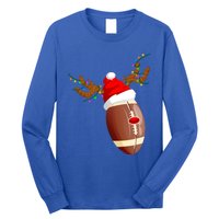 Funny Christmas Football Ball Santa Hat Reindeer Xmas Lights Gift Long Sleeve Shirt