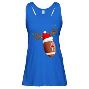 Funny Christmas Football Ball Santa Hat Reindeer Xmas Lights Gift Ladies Essential Flowy Tank