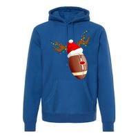 Funny Christmas Football Ball Santa Hat Reindeer Xmas Lights Gift Premium Hoodie