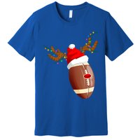 Funny Christmas Football Ball Santa Hat Reindeer Xmas Lights Gift Premium T-Shirt