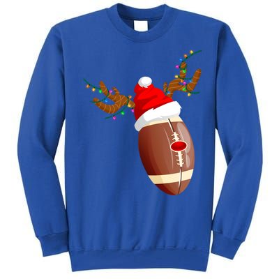 Funny Christmas Football Ball Santa Hat Reindeer Xmas Lights Gift Tall Sweatshirt