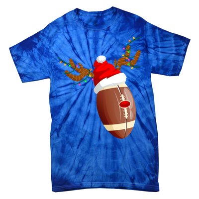 Funny Christmas Football Ball Santa Hat Reindeer Xmas Lights Gift Tie-Dye T-Shirt