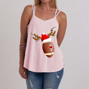 Funny Christmas Football Ball Santa Hat Reindeer Xmas Lights Gift Women's Strappy Tank