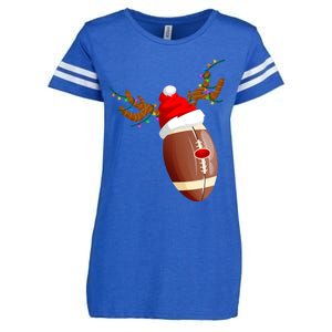 Funny Christmas Football Ball Santa Hat Reindeer Xmas Lights Gift Enza Ladies Jersey Football T-Shirt