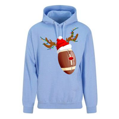 Funny Christmas Football Ball Santa Hat Reindeer Xmas Lights Gift Unisex Surf Hoodie