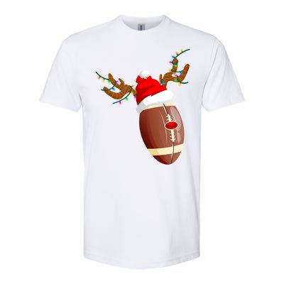 Funny Christmas Football Ball Santa Hat Reindeer Xmas Lights Gift Softstyle CVC T-Shirt