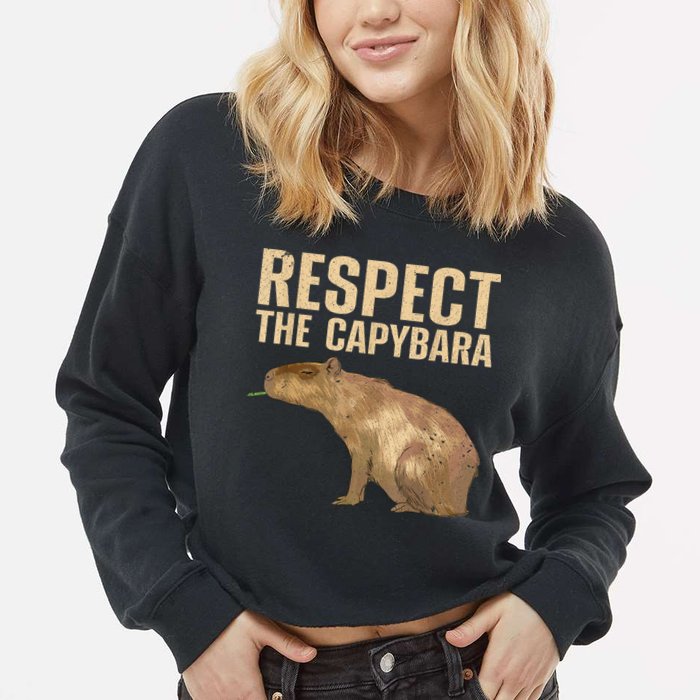 Funny Capybara For Women Cavy Rodent Capybara Lover Cropped Pullover Crew