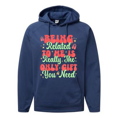 Funny Christmas Family Squad Xmas S Being Related To Me Gift Performance Fleece Hoodie