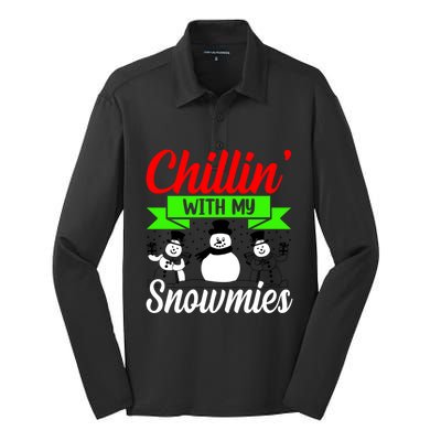 Funny Christmas Family Chillin With My Gnomies Gift Silk Touch Performance Long Sleeve Polo