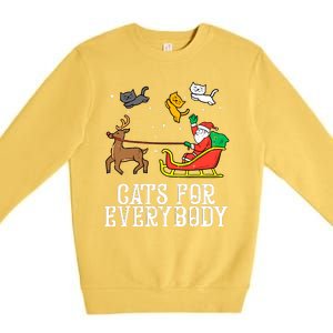 Funny Cats For Everybody Christmas Cat Funny Xmas Santa Gift Premium Crewneck Sweatshirt