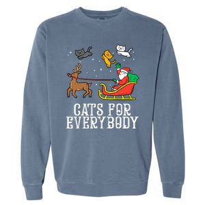 Funny Cats For Everybody Christmas Cat Funny Xmas Santa Gift Garment-Dyed Sweatshirt