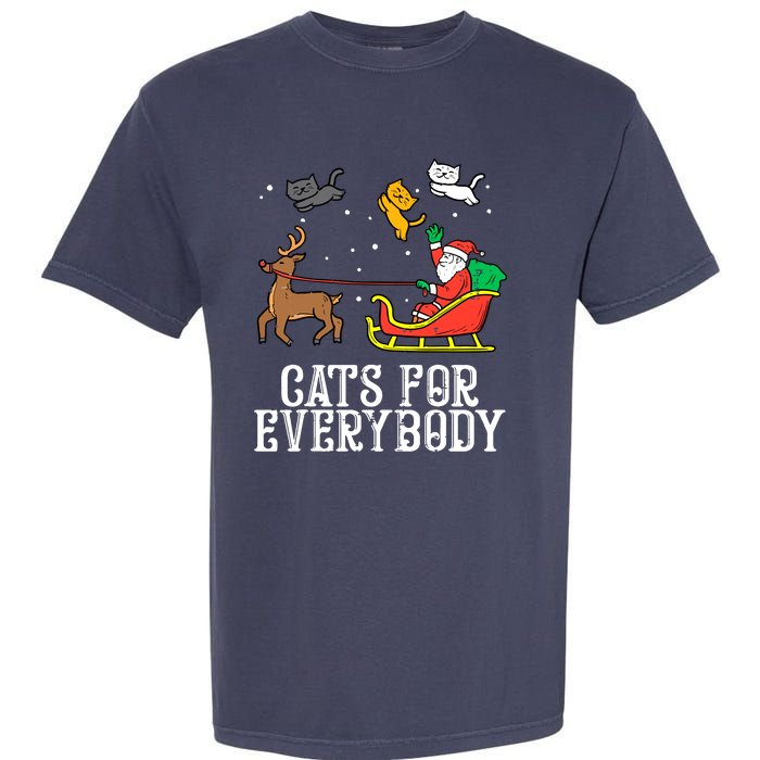 Funny Cats For Everybody Christmas Cat Funny Xmas Santa Gift Garment-Dyed Heavyweight T-Shirt