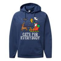 Funny Cats For Everybody Christmas Cat Funny Xmas Santa Gift Performance Fleece Hoodie