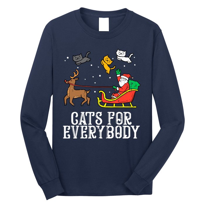 Funny Cats For Everybody Christmas Cat Funny Xmas Santa Gift Long Sleeve Shirt