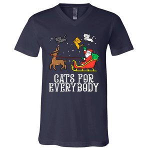 Funny Cats For Everybody Christmas Cat Funny Xmas Santa Gift V-Neck T-Shirt