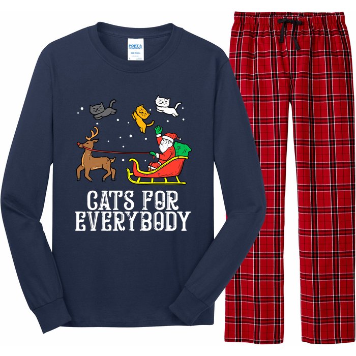 Funny Cats For Everybody Christmas Cat Funny Xmas Santa Gift Long Sleeve Pajama Set