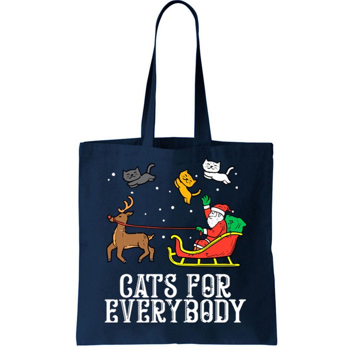 Funny Cats For Everybody Christmas Cat Funny Xmas Santa Gift Tote Bag