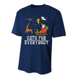 Funny Cats For Everybody Christmas Cat Funny Xmas Santa Gift Performance Sprint T-Shirt