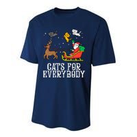 Funny Cats For Everybody Christmas Cat Funny Xmas Santa Gift Performance Sprint T-Shirt