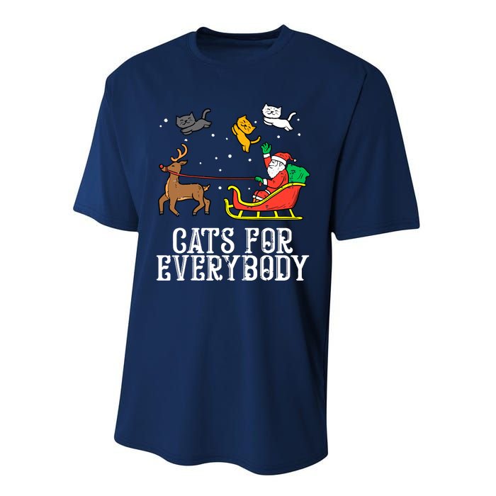 Funny Cats For Everybody Christmas Cat Funny Xmas Santa Gift Performance Sprint T-Shirt