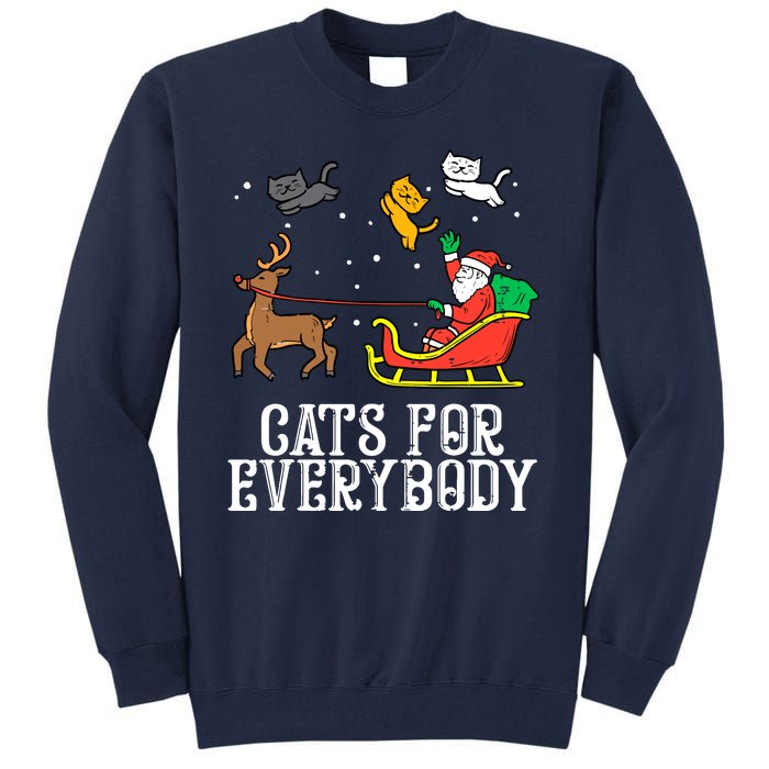 Funny Cats For Everybody Christmas Cat Funny Xmas Santa Gift Tall Sweatshirt