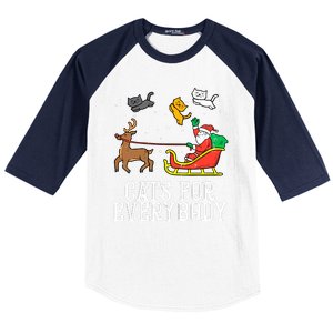 Funny Cats For Everybody Christmas Cat Funny Xmas Santa Gift Baseball Sleeve Shirt