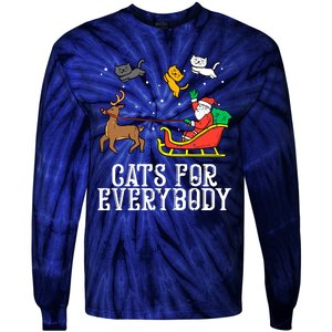 Funny Cats For Everybody Christmas Cat Funny Xmas Santa Gift Tie-Dye Long Sleeve Shirt