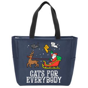 Funny Cats For Everybody Christmas Cat Funny Xmas Santa Gift Zip Tote Bag