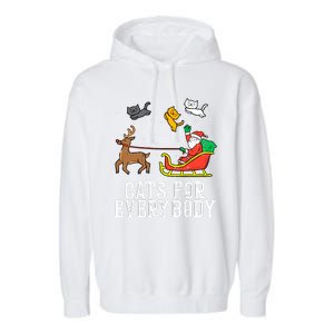 Funny Cats For Everybody Christmas Cat Funny Xmas Santa Gift Garment-Dyed Fleece Hoodie