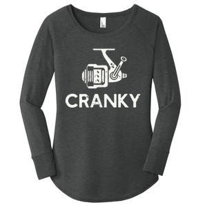 Funny Cranky Fishing Reel Pun Humor Fishermen Women's Perfect Tri Tunic Long Sleeve Shirt