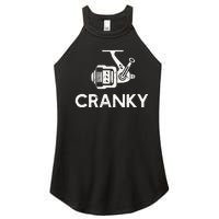 Funny Cranky Fishing Reel Pun Humor Fishermen Women’s Perfect Tri Rocker Tank