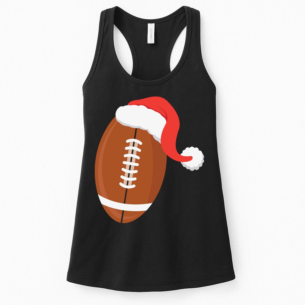 Football Christmas Funny Santa Hat Xmas Sports Holiday Womens Tank Top