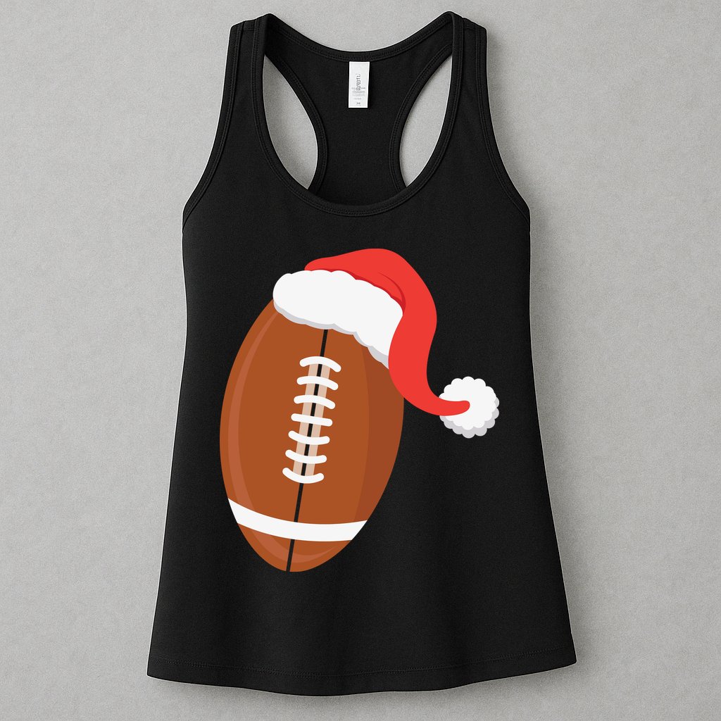 Football Christmas Funny Santa Hat Xmas Sports Holiday Womens Tank Top