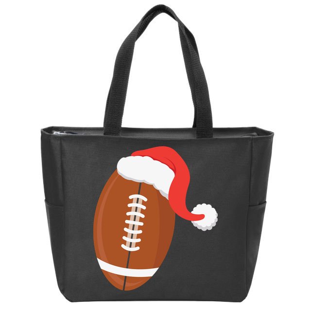 Football Christmas Funny Santa Hat Xmas Sports Holiday Zip Tote Bag