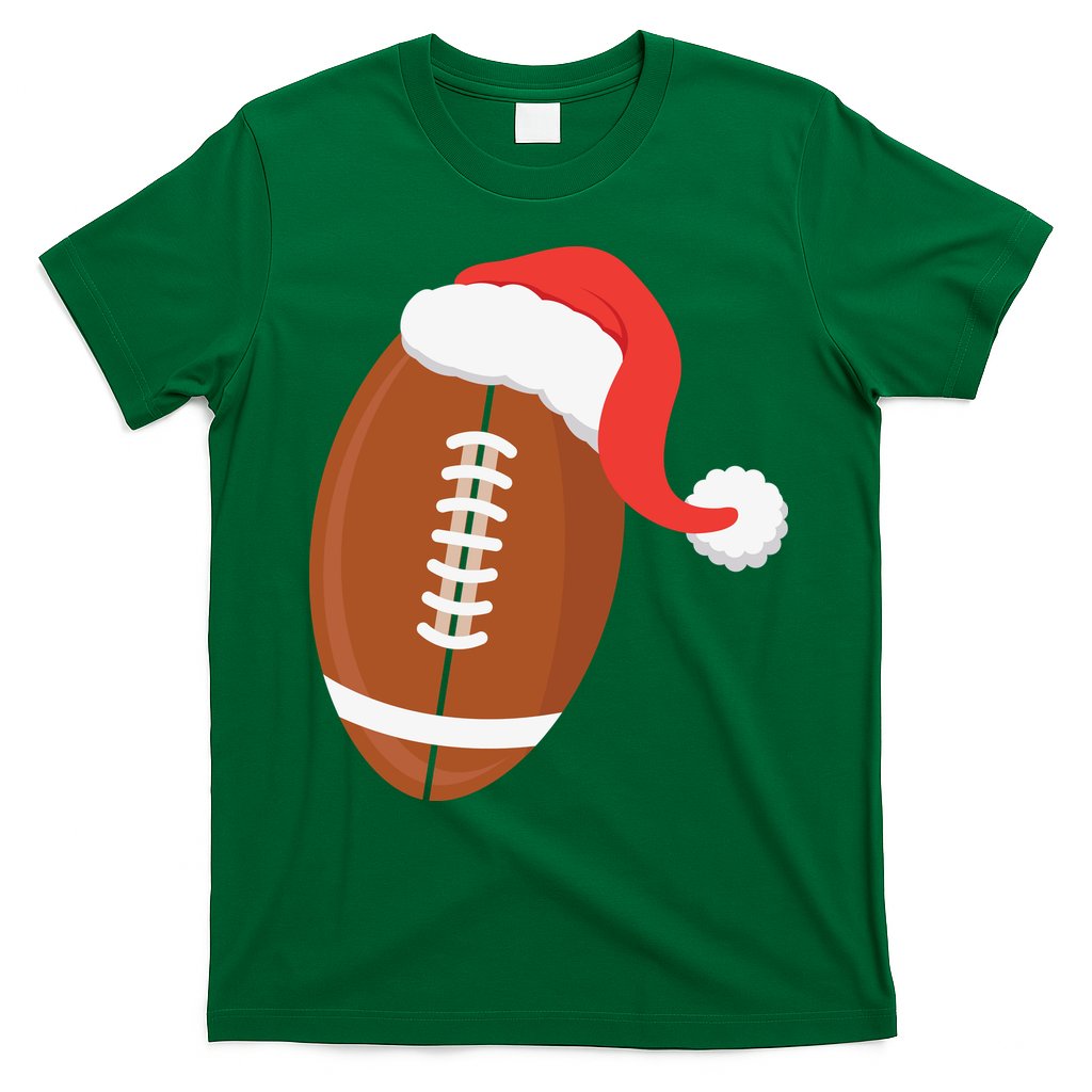 Football Christmas Funny Santa Hat Xmas Sports Holiday T-Shirt