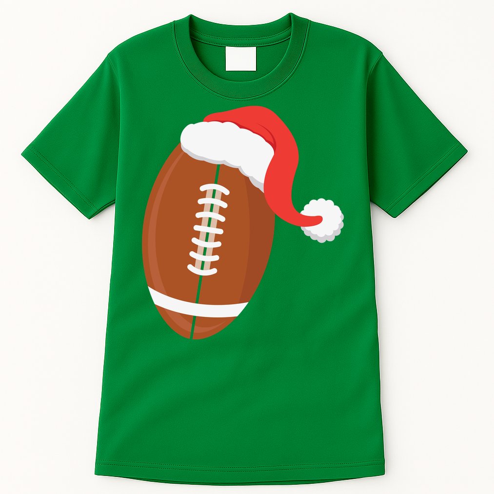 Football Christmas Funny Santa Hat Xmas Sports Holiday Tall T-Shirt