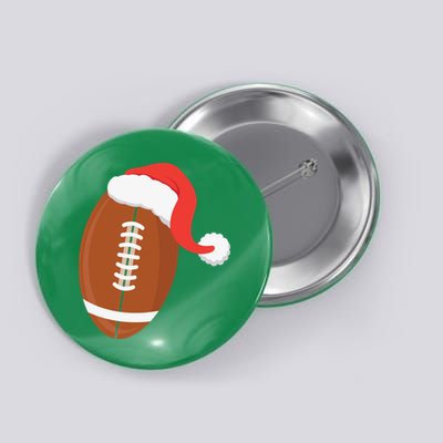 Football Christmas Funny Santa Hat Xmas Sports Holiday Button