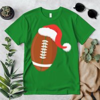 Football Christmas Funny Santa Hat Xmas Sports Holiday Premium T-Shirt