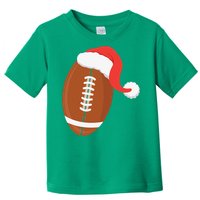 Football Christmas Funny Santa Hat Xmas Sports Holiday Toddler T-Shirt