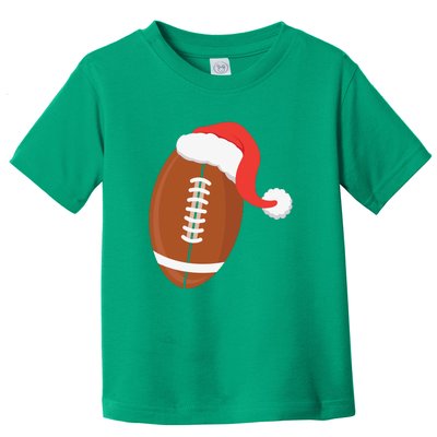 Football Christmas Funny Santa Hat Xmas Sports Holiday Toddler T-Shirt