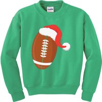 Football Christmas Funny Santa Hat Xmas Sports Holiday Kids Sweatshirt