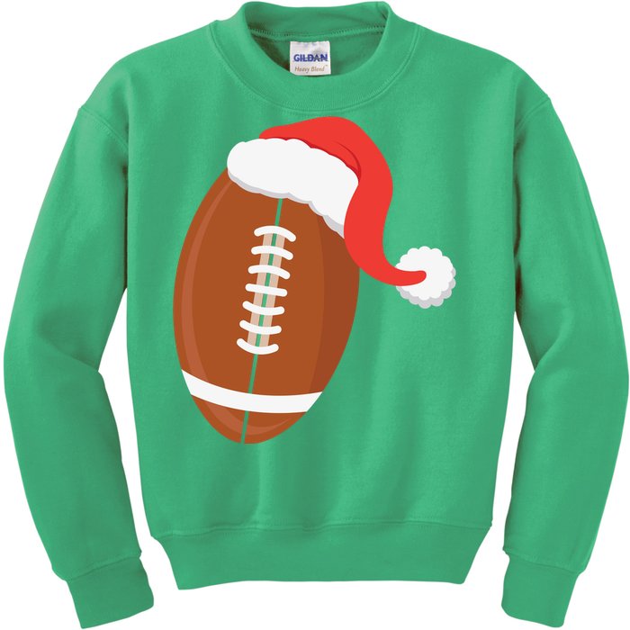 Football Christmas Funny Santa Hat Xmas Sports Holiday Kids Sweatshirt