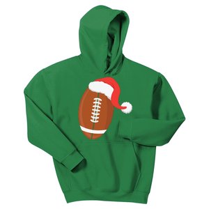 Football Christmas Funny Santa Hat Xmas Sports Holiday Kids Hoodie