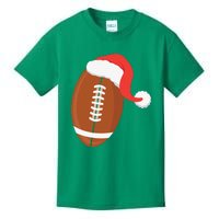 Football Christmas Funny Santa Hat Xmas Sports Holiday Kids T-Shirt