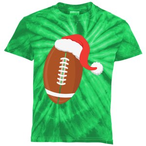 Football Christmas Funny Santa Hat Xmas Sports Holiday Kids Tie-Dye T-Shirt