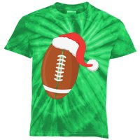 Football Christmas Funny Santa Hat Xmas Sports Holiday Kids Tie-Dye T-Shirt