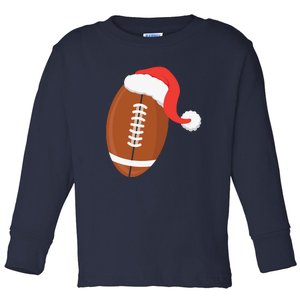 Football Christmas Funny Santa Hat Xmas Sports Holiday Toddler Long Sleeve Shirt