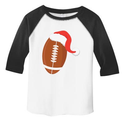 Football Christmas Funny Santa Hat Xmas Sports Holiday Toddler Fine Jersey T-Shirt