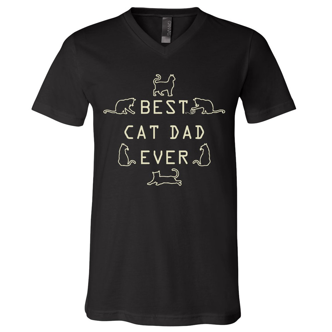 Feline Cat Father Kitty Dad Fathers Day Meow V-Neck T-Shirt