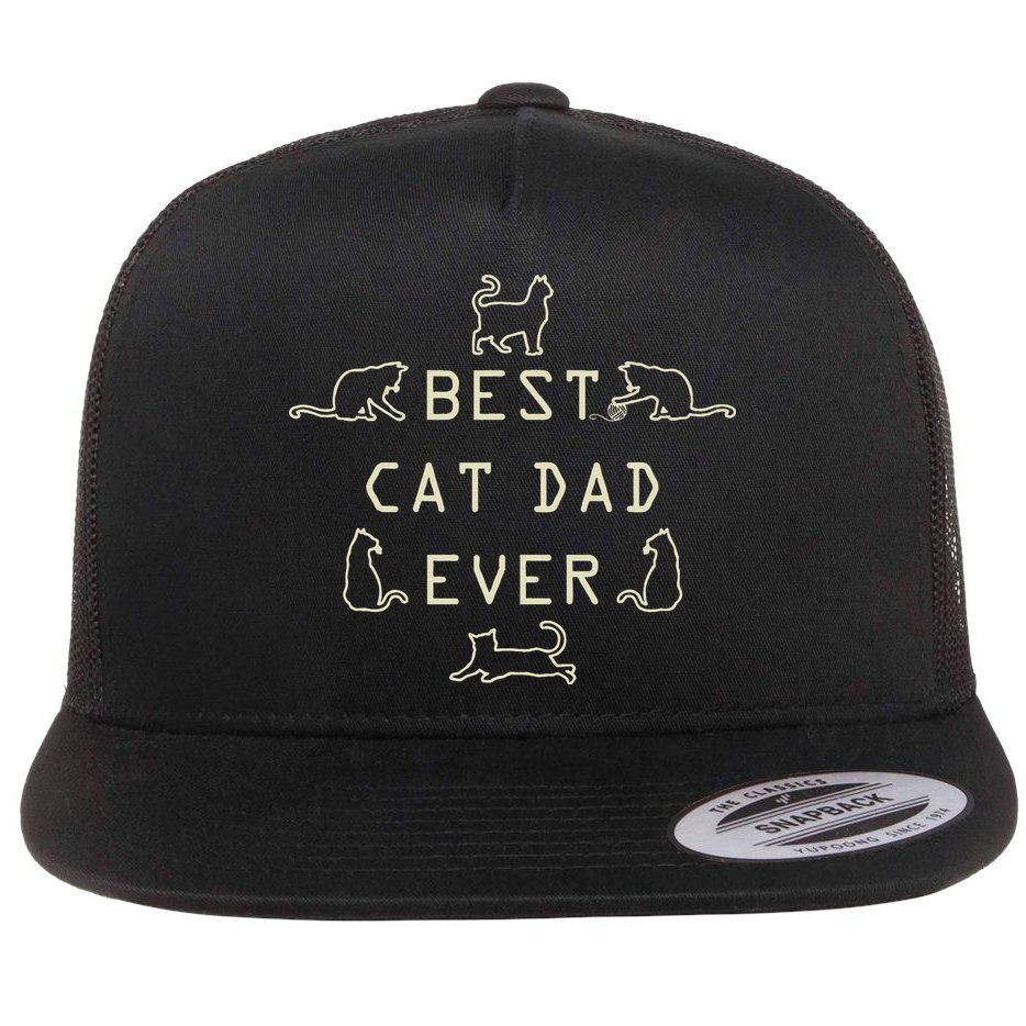 Feline Cat Father Kitty Dad Fathers Day Meow Flat Bill Trucker Hat